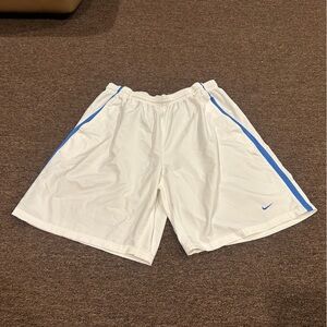 EUC! Nike Fit Dry XXL Men's White Athletic Shorts Blue Stripe bottoms active